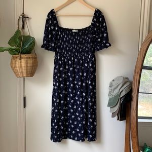 Smocked Floral Midi Dress